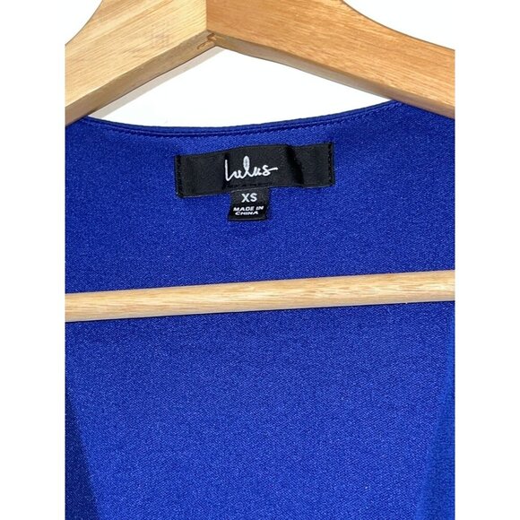 Lulus Rise to the Occasion XS Royal Blue Wrap Midi Dress Womens - Picture 6 of 7